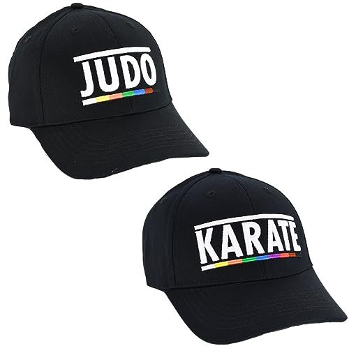 FightCaps Martial Arts Baseball Snapback | Leichte bestickte verstellbare Schirmmütze | Karate und Judo Ranked Belt Baseball Cap, Schwarz , One size