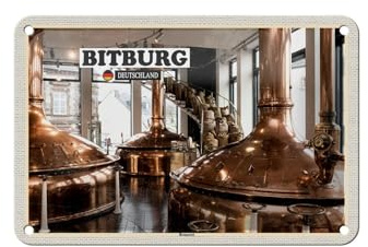 Femer Blechschild Städte Bitburg Brauerei Traditionell Deko 18x12cm Schild