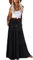 HAEOF Jupe longue d'été bohème taille haute pour femme - Coupe trapèze fluide à volants - Longue jupe de plage à volants avec poches, noir, Taille L