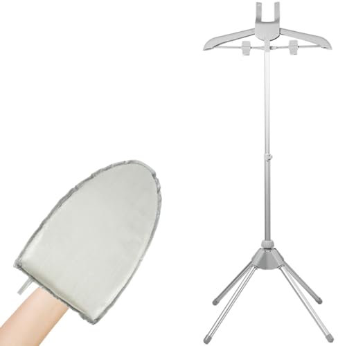 Iron Steam Stand Set with Hand-held Ironing Board Heavy-Duty Handheld Garment Steamer Rack High Adjustable Standing Ironing Machine Hanger Garment Hanger for Steaming Clothes -