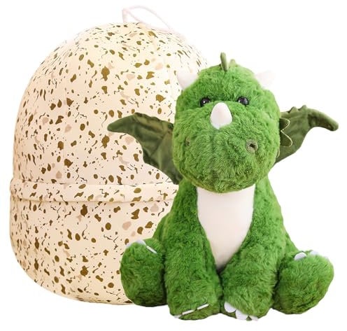 Plüsch Dinosaurier, Dinosaurier Im Ei Stofftier Plüschtier, Kuscheltier Plüsch Dinosaurier und Eierkissen, Kuscheltier Dino Baby im Ei Weich Dino Ei Ohnezahn Kuscheltier für Kinder, Jungen und Mädchen