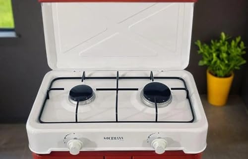 Gaskochfeld in elegantem Weiß – 2 Flammig Kochfeld für stilvolles Kochen
