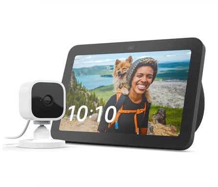 Echo Show 8 (3. Gen.) | Anthrazit + Blink Mini Kamera, funktioniert mit Alexa - Smart Home-Einsteigerpaket