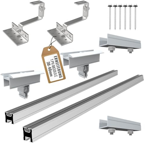 1 PV-Module 25-40 mm Erweiterung, PV, Photovoltaik, Aufständerung, Dachhalterung, Befestigung, Halter, Solar, Solarmodul, Solarpanel, PV Halter 25-40mm