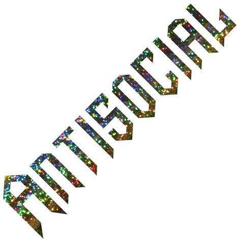 ANTISOCIAL Autoaufkleber, Tuningsticker, Aufkleber für Heckscheibe, Frontscheibe, Seitenaufkleber, Kfz, Bus, Auto, Wohnmobil, Motorsport (Hologramm Glitzer Silber, 30cm x 7,5cm)