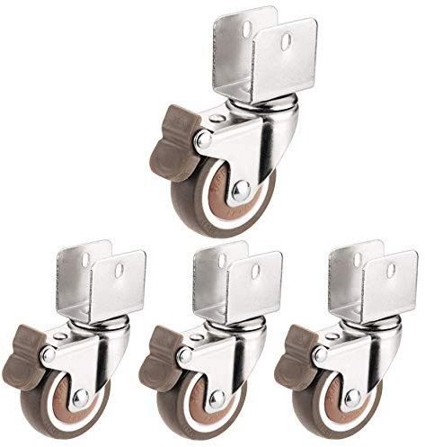 FACAITZQ Rueda con Placa de Rueda Rueda de Metal X4, Rueda de Goma, Rueda para Cuna de bebé (4 Frenos 20 mm)