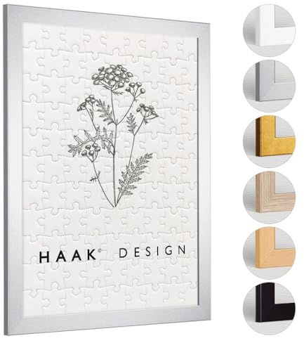 Haak Puzzlerahmen Tokio ANTIREFLEX/Entspiegelt Alu geschliffen (Dekor) 36 X 49 cm (ca. 500 Teile) Bilderrahmen Rahmen für Puzzle