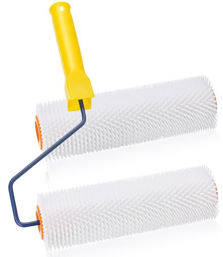 Xialvyu Rodillo de púas de 23 cm con rodillo de repuesto, longitud de púas de 15 mm, rodillo de uñas para purgar el aire, para revestimiento de suelo