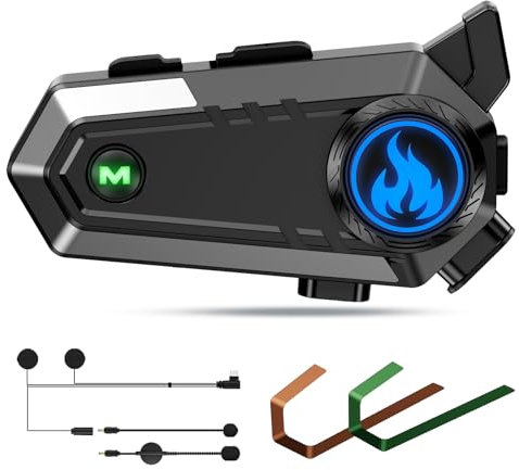 Auriculares Bluetooth para motocicleta, casco C9, auriculares Bluetooth con 2 tipos de micrófonos, intercomunicador, llamadas manos libres, música, impermeables, cancelación de ruido, Siri para