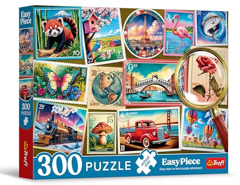 Trefl - EasyPiece Puzzle : Briefmarken - 300 Teile - Große Teile, Leicht zu Puzzeln, für Erwachsene und Kinder ab 10 Jahren