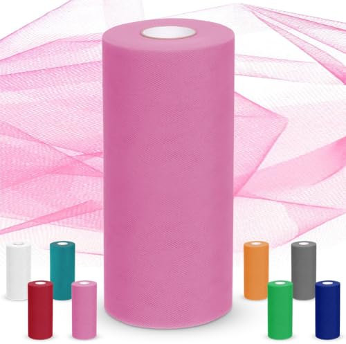 Ruioomeep Tüll 30cmx92M, Tüllstoff Hochzeitsdekoration Tüllband, Organza Stoff, Tüll Meterware Für DIY-Handwerk Pom Pom Handwerk Bögen Party Dekoration Geschenke (Rosa)