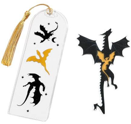 2 Stück Lesezeichen Fantasy,Fourth Wing Lesezeichen Lesezeichen Fantasy Acryl Drachen Lesezeichen Transparente Quasten Ein Tolles Geschenk für Buchliebhaber, Freunde, Familie und Lesebegeisterte