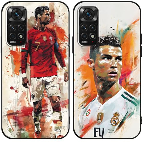 TBNMBGY 2 Stück Handyhülle für Xiaomi Redmi Note 11S/11 4G Hülle 6.43, Fußball Legend Player Cool Mode Sport 7 Muster Case Weich Silikon Stoßfest Cover Schutzhülle für Fans, Idol