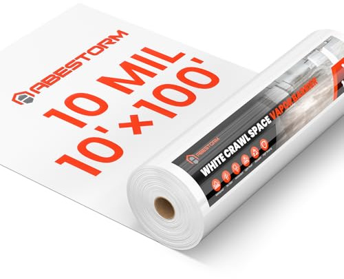 ABESTORM Crawl Space Dampfsperre, 10 mm Folie, 3 m x 30 m, dicke Kunststofffolie, Tropfenstoff, Dampfsperre, Abdeckung für Kriechraum, Verkapselung, Verdunkelung, Kunststoff-Malerplane