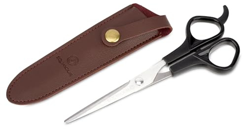 Personalisierbare Equimour Mähnenschere – Scharfe Pferdeschere aus rostfreiem Edelstahl – Präziser Schnitt für kräftige Mähnen – Ergonomischer Griff & Etui aus veganem Leder – Pferdezubehör zur Mähnen