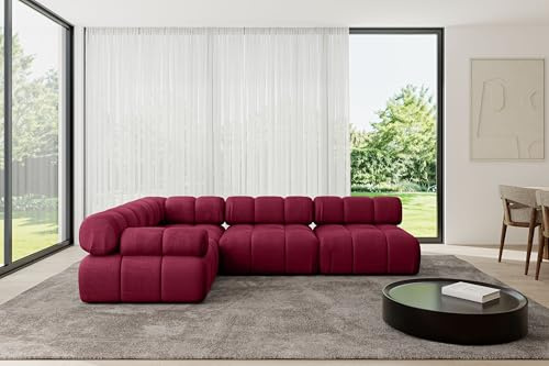 ALTDECOR Modulares Sofa Ecksofa in L-Form Corner modular Sofa Eckcouch Couch Wohnlandschaft Cauchsofa Polstersofa Mende-L2-285x190x70 cm Bordeauxrot