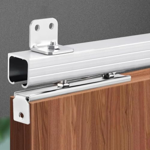ESSLIVE Kit herraje Puerta corredera Kit De Riel Box para Puertas Ocultas (Pared/Techo), Guía Simple De Aluminio para Puertas Interiores Tipo Granero, Juego con 8 Rodillos(28/711mm)
