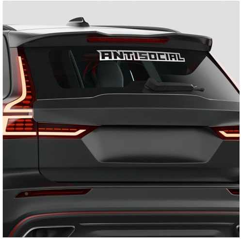 Finest Folia Frontscheibenaufkleber Antisocial Schriftzug für Auto Frontscheibe Aufkleber Heckscheibe Windschutzscheibe Sticker Tuning Fahrzeug Dekor FS146 (Weiß, Innenklebend)
