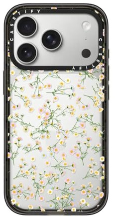 CASETiFY Impact iPhone 17 Pro Case [Shockproof/Slim Fit/Wireless Charging Compatible] - Pressed flowers dainty - Clear Black
