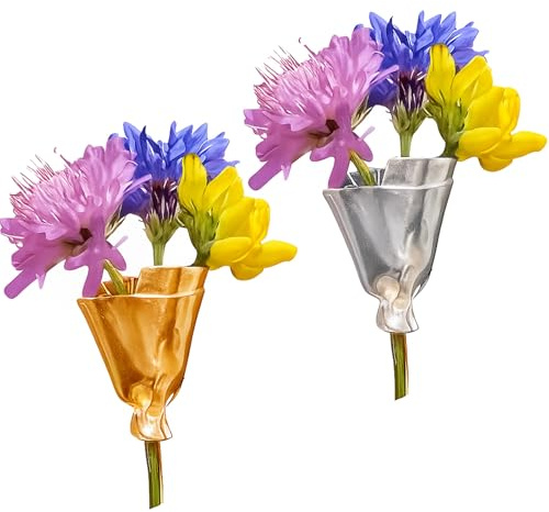 2Pcs Wearable Flower Bouquet Clip, Flower Brooch Lapel Pins for Inserting Real or Dried Flowers, Fashion Vase Pin Jewellery Wearable Art, Brooch for Women Wedding Party Clothes Accessories