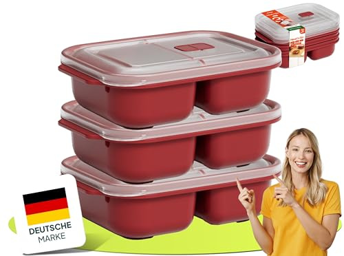 uandu Frischhaltedosen mit Deckel, 2 Fächer, Mikrowellen Geschirr 3er Set, Vorratsdosen Luftdicht Set, Meal Prep Boxen, BPA- Freie Plastikbox mit Deckel