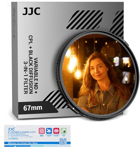 67 mm 3 in 1 ND & CPL & Black Diffusion 1/4 filtro variabile ND2-32 (1-5 | Filtro polarizzatore morbido, vetro ottico ad alta definizione multi-rivestito con copriobiettivo da 67 mm per fotografia di