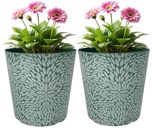 SG Traders Outdoor Plant Pots - Premium Petal Garden Planters with Drainage Holes, Weatherproof Large Flower Pots for Patio & Garden Décor - Durable Modern Planters for Outdoor Plants (Pack of 2)