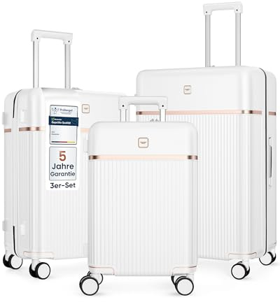 4FLY Leichter Premium Hartschalen-Reisekoffer Set 3-teilig (M/L/XL) – Koffer Set mit TSA-Schloss, 4 Spinner-Doppelrollen & Aluminium-Teleskopgriff, Reisegepäck Set mit Handgepäck & Aufgabegepäck