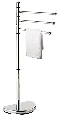 Gedy Hibiscus HI311300000 Piantana Cromata, Misure 90,5x36,5x30 cm, Porta Asciugamani da Terra in Metallo e resine, Design R&S, Garanzia 2 Anni, Bianco, Unica