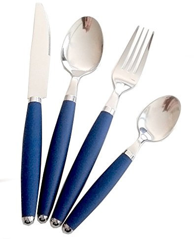 Gimex Edelstahlbesteck Neptun 16-teilig, blau, für 4 Personen, leichtes Campingbesteck Set