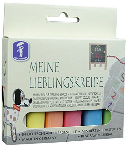 Feuchtmann 657.5000 - MEINE LIEBLINGSKREIDE, 6 Stangen, hochwertige Kreide für Straße und Tafel, brilliante Farben für kreatives Spielen, ab 3 Jahren geeignet
