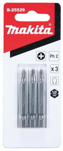 Makita B-25220 Standard Bit PH2, 50 mm, 3 Stück, für Kreuzschlitzschrauben Phillips