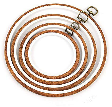 4URNEED 4 Stück Stickrahmen,10CM/14CM/17CM/21.8CM Stickerei Kit Anfänger Kreuzstich Set Kreuzstich Tool Embroidery Hoop Klein zu Groß Aufhängbar Rund