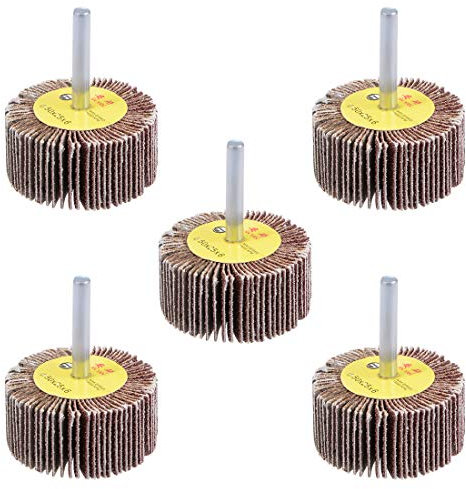 sourcing map 2 Inch Flap Wheels Shank Mounted Sanding Abrasive Wheel 80 Grits 5 Pcs