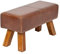 LEBENSwohnART Leder Bank Maxi-M Cognac ca. L80cm Teak Echtleder Lederbank Sitzbank Turnbock