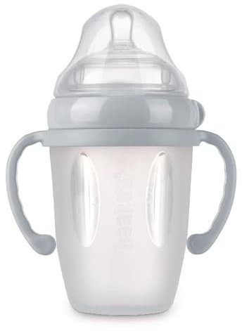 Haakaa Generation 3 Silicone Fast Flow Baby Bottle with Handle, 250 ml Capacity, Grey