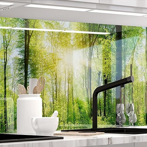 Stickerprofis Küchenrückwand hochglänzend selbstklebend - WALD - 1.8mm, Hartkunststoff, Spritzschutz, alle Untergründe, Hartschicht, PREMIUM 60 x 220cm