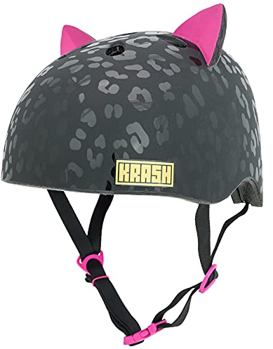 Krash! Leopard Kitty Black 8+ Helmet, Youth Girls