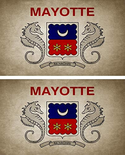Akachafactory 2X Sticker Aufkleber Flaggen Flagge Fahne Vintage YT Mayotte