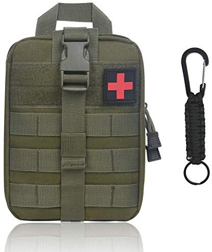 flintronic Tactique Sac Ceinture de Secours, Multifonction Molle de Premiers Secours, Survie Sac à Dos Tactique EDC Gadget Sac avec Croix pour Randonnée Camping Militaires(avec 1 Mousquetons)
