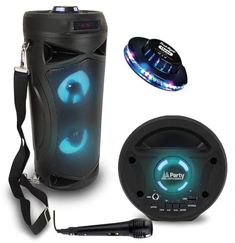 Enceinte nomade PARTY BAZOOKA -SONO DJ Autonome à LED - TWS - USB/SD/Bluetooth Micro - Jeu de lumière Ovni