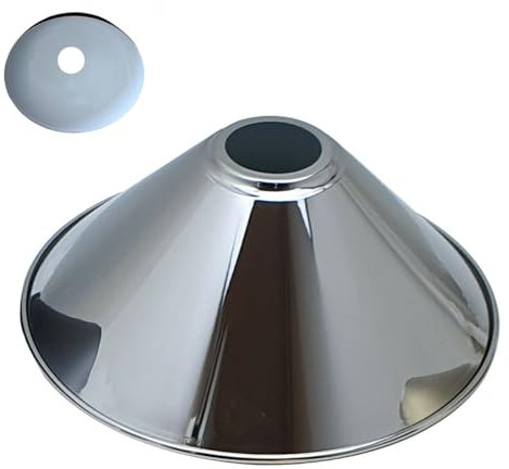LEDSone Lampenschirm aus Metall, einfache Montage, Retro-Industrie-Deckenbeleuchtung, Hängelampenschirm (Chromkegel)