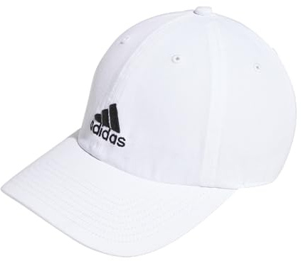 adidas Gorra Ajustable Relajada para niños y jóvenes, Blanco/Negro, Talla única