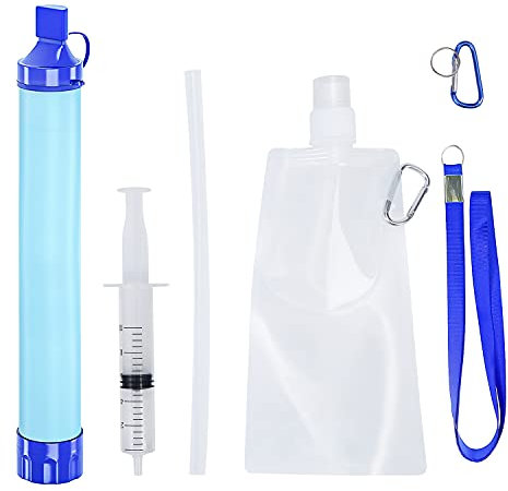 LUOLUO Outdoor Wasserfilter Persönlicher Wasserfilter Mini Tragbarer Wasseraufbereitung für unterwegs Wandern, Camping, Reisen, Backpacking, Trekking, Notfallbereitschaft. Entfernt 99.99% Bakterien