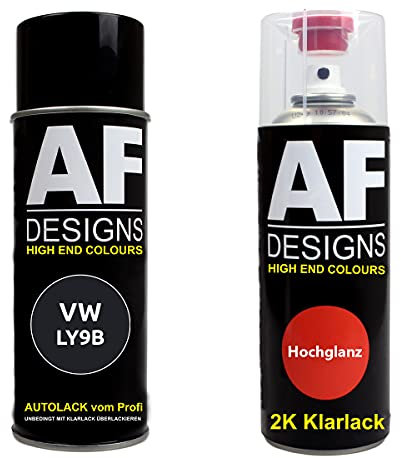 Autolack Spraydose Set für VW LY9B Brillantschwarz 2K Klarlack Basislack Sprühdose Spraydosen 2x400ml