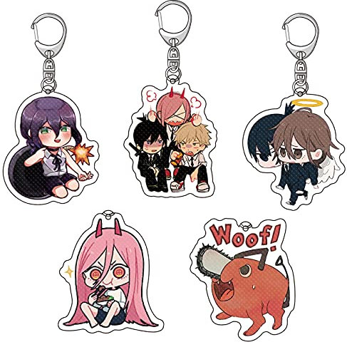 5 llaveros para hombre de motosierra con metal de aleación extraíble, llavero de anime para tarjetas de llaves y algunas otras piezas pequeñas
