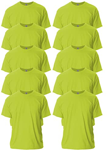 Gildan Adult Ultra Cotton T-Shirt, Style G2000, Multipack, Safety Green (10-Pack), Large