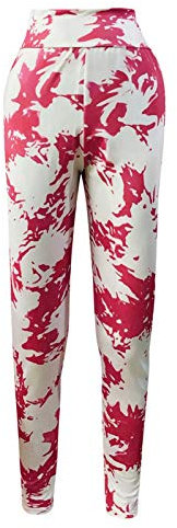 Sllowwa - Leggings da donna con stampa a vita alta, elasticizzati, per fitness, yoga rosa S