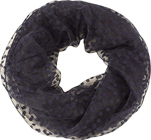 fashionchimp Loop Sommer-Schlauchschal für Damen mit Ausbrenn-Muster, Baumwolle und Polyester, leichter XXL Schal (Marine-Punkte)