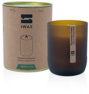 IWAS Bio Duftkerze | Mysterious Forest | 100% recyceltes Glas Behälter | 18-20 Stunden Brenndauer